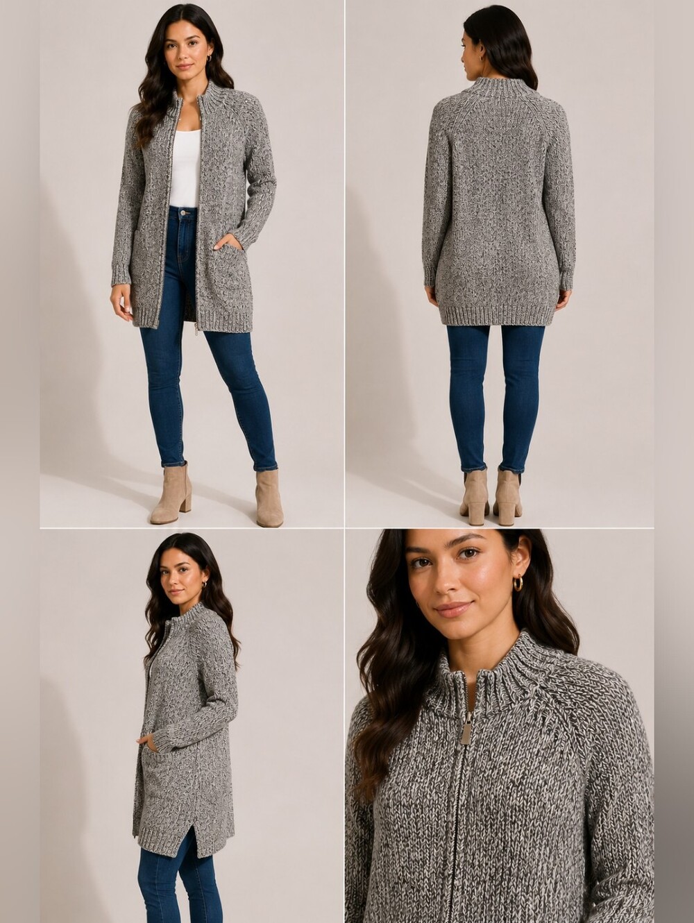 🍏Liz Claiborne LizSport Women's Knit Zip-Up Sweater Jacket – Size Large